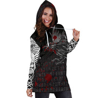 Viking Hoodie Dress The Raven Of Odin Rune Blood RLT12 - Wonder Print Shop