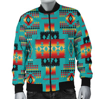 Blue Native Tribes Pattern Native American Men's Bomber Jacket LT10 - Wonder Print Shop