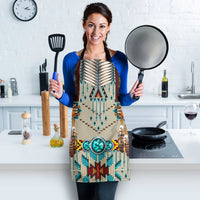 Turquoise blue beaded breastplate apron with turquoise oval centerpiece, black straps