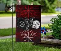 Viking Garden Flag Raven Of Odin and Symbol Viking On Blood Background RLT12 - Wonder Print Shop