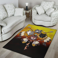 4 Wolves Warriors Native American Design Area Rug LT10 - Wonder Print Shop