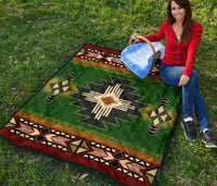 Southwest Green Symbol Native American Premium Quilt LT10 - Wonder Print Shop