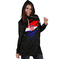 Croatia in Me Women's Hoodie Dress - Special Grunge Style - Wonder Print Shop