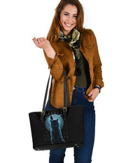 Viking Small Leather Tote Bag, Fenrir Viking Wolf and Moon RLT12 - Wonder Print Shop