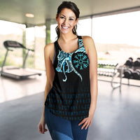 Viking Women's Racerback Tank, Fenrir Raven and Vegvisir Tattoo Cyan RLT12 - Wonder Print Shop
