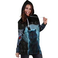 Viking Hoodie Dress, Fenrir Viking Wolf and Moon RLT12 - Wonder Print Shop
