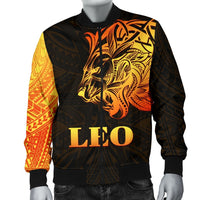 Sun In Leo Zodiac Men Bomber Jacket Polynesian Tattoo Simple - Orange Black - Wonder Print Shop