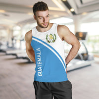 Men's blue-white Guatemala tank top with sleeveless crew neck and “GUATEMALA” print