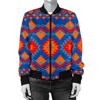Red and Yellow Geometric Women's Bomber Jacket LT10 - Wonder Print Shop