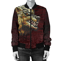 Viking Women's Bomber Jacket - Fenrir On The Blood Moon Background RLT12 - Wonder Print Shop