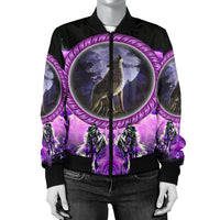 Howling Wolf Dream Catcher Women's Bomber Jacket LT10 - Wonder Print Shop