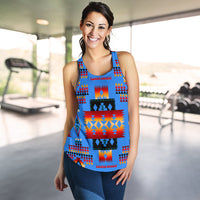 Navy Tribes Pattern Native American Women Racerback Tank LT10 - Wonder Print Shop