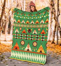 green-bison-pattern-blanket