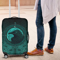 Viking Luggage Cover, Ethnic Odin Raven Cyan RLT12 - Wonder Print Shop