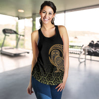 Viking Women's Racerback Tank Owl Celtic On Triskels Background RLT12 - Wonder Print Shop