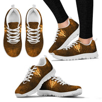Viking Sneakers Gold Spear Of The God Odin - Gungnir and Two Gold Ravens RLT12 - Wonder Print Shop