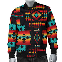 Navy Native Tribes Pattern Native American Bomber Jacket LT10 - Wonder Print Shop