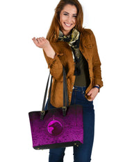 Viking Small Leather Tote Bag, Ethnic Odin Raven Pink RLT12 - Wonder Print Shop