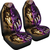 Dreamcatcher Purple Wolf Native American Car Seat Covers LT10 - Wonder Print Shop