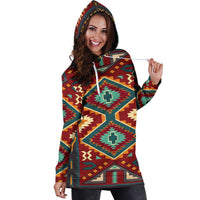 Tribe Ethnic Red Pattern Native American Hoodie Dress LT10 - Wonder Print Shop