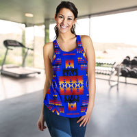 Dark Blue Native Tribes Pattern Native American Women Racerback Tank LT10 - Wonder Print Shop