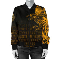 Viking Women's Bomber Jacket - The Raven Of Odin Rune, Gold RLT12 - Wonder Print Shop