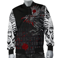 Viking Men's Bomber Jacket - The Raven Of Odin Rune Blood RLT12 - Wonder Print Shop