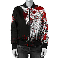 Viking Women's Bomber Jacket - Mystical Raven Tattoo Blood RLT12 - Wonder Print Shop