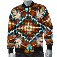 Naumaddic Arts Brown Native American Bomber Jacket LT10 - Wonder Print Shop