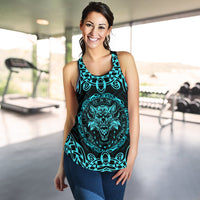 Viking Women's Racerback Tank - Fenrir Viking Cyan 3D RLT12 - Wonder Print Shop