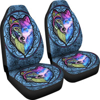2 Faces Wolves Native American Pride Car Seat Covers LT10 - Wonder Print Shop