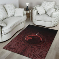Viking Area Rug, Ethnic Odin Raven Red RLT12 - Wonder Print Shop