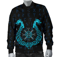 Viking Men's Bomber Jacket, Aegishjalmur Helm Of Awe Blue Edition RLT12 - Wonder Print Shop