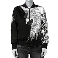 Custom Viking Women's Bomber Jacket Mystical Raven Tattoo Special RLT12 - Wonder Print Shop