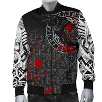 Viking Men's Bomber Jacket - Odin Raven Rune Futhark Blood RLT12 - Wonder Print Shop