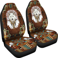 White Wolf With Headress Car Seat Cover LT10 - Wonder Print Shop
