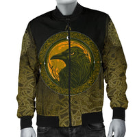 Viking Men's Bomber Jacket, Ethnic Odin Raven Gold RLT12 - Wonder Print Shop
