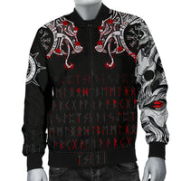 Viking Men's Bomber Jacket - Double Dragon Tattoo and Vegvisir Blood RLT12 - Wonder Print Shop