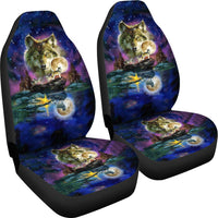 Wolf Galaxy Night Sky Car Seat Covers LT10 - Wonder Print Shop