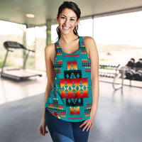 Blue Native Tribes Pattern Native American Women Racerback Tank LT10 - Wonder Print Shop