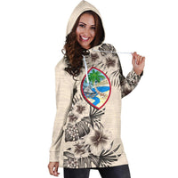 Guam Hoodie Dress - Guam Coat of Arms and Beige Hibiscus - Wonder Print Shop