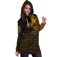 Viking Hoodie Dress The Raven Of Odin Rune, Gold RLT12 - Wonder Print Shop