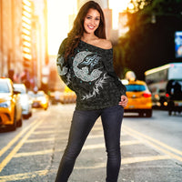 Viking Fenrir Wolf Women's Off Shoulder Sweater RLT12 - Wonder Print Shop