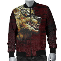 Viking Men's Bomber Jacket - Fenrir On The Blood Moon Background RLT12 - Wonder Print Shop