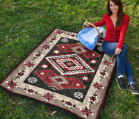Ethnic Red Gray Pattern Native American Premium Quilt LT10 - Wonder Print Shop