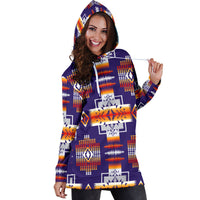 Purple Pattern Native American Hoodie Dress LT10 - Wonder Print Shop