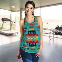 Blue Native Tribes Pattern Native American Women Racerback Tank LT10 - Wonder Print Shop