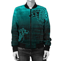 Viking Women's Bomber Jacket, Skoll and Hati RLT12 - Wonder Print Shop