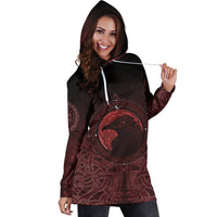 Viking Hoodie Dress, Ethnic Odin Raven Red RLT12 - Wonder Print Shop