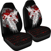 Viking Car Seat Covers Mystical Raven Tattoo Blood RLT12 - Wonder Print Shop